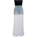 Balmain Ladies Long Blue And White High-waist Denim Pleated Skirt