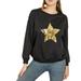 Allegra K Junior's Shiny Star Crew Neck Long Sleeve Sweatshirt Top