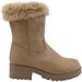 bebe Girlsâ€™ Big Kid Slip On Tall Microsuede Winter Boots with Rhinestone Logo Embellishment and Faux Fur Trims