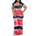 Colisha Women Summer Beach Sundress Plus Size Casual Long Dress Tie Dye Print Maxi Dress Short Sleeve Dresses