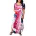 Colisha Short Sleeve Tie Dye Hi-Low Maxi Dress For Women Ladies V Neck Casual Side Split Beach Long Maxi Dress Loungewear Dresses