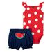Carter's Baby Girls 2 Piece Outfit Bodysuit And Shorts Set Red Navy