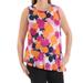 MAISON JULES Womens Orange Ruffled Asymmetrical Hem Floral Sleeveless Jewel Neck Top Size: XXL