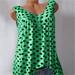 Jocestyle Sleeveless Polka Dot Vest Tops Casual Loose V-neck Women Tank (Green 4XL)