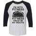 Mens Or Womens Disney Baseball Tee - ?I'm Into Fitness Fit'ness Taco In My Mouth? Mickey Mouse 3/4 Sleeve X-Large, White/Black