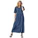 Woman Within Women's Plus Size Petite Short-Sleeve Denim Dress