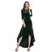 Ever-Pretty Women's Round Neck Velvet High-low Plus Size Formal Dress with Sleeves 04722 Green US10