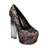 Women Fabric Round Toe Platform Lucite Pump - 18086