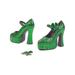 Ellie Shoes E-557-Lucky 5 Chunky Heel Green Glitter Maryjane Green / 12