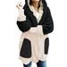 MIARHB Women Casual Leopard Pockets Oversized Faux Fuzzy Hooded Outerwear Coat