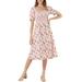 Allegra K Junior's Square Neck Puff Sleeves Smocked Floral Midi Dress