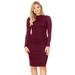 MOA COLLECTION Women's Solid mock neck ribbed midi dress with a thigh-high slits