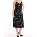 1. STATE Womens Black Floral Spaghetti Strap V Neck Below The Knee Sheath Dress Size: S