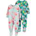 Child of Mine by Carter's Baby Toddler Girl Footed Microfleece Blanket Sleeper Pajamas, 2-Pack