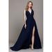 Amelia Couture Womens Navy Sleeveless V-Neck Maxi Dress