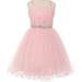 Little Girls Elegant Twist Wired Tulle Rhinestones Beaded Waist Scarf Gown Flower Girl Dress Flower Girl Dress Pink 4 (C50CC19)