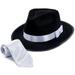 Tigerdoe Fedora Gangster Hat - Mobster Costume - Felt Hat & White Neck Tie - (2 Pc Set) Fedora Hat Black Fedora Hat With Tie