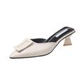 Pointed Toe Women High Heel Slippers Thick Heel Pu Leather Female Casual Shoes New