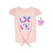 Btween Girls Flutter Flip Sequin Tie-Front Graphic T-Shirt with Keychain, Sizes 4-12