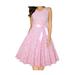 Women Sleeveless Style Solid Colored Ribbon Waist A-Line Pleated Skirt Dress