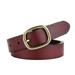 1111Fourone Women Belt Removable Strap Leather Firm Female Belt Elegant Leather Belt, Red Brown, 110cm