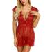 PDYLZWZY Women Sleepwear Lace Deep V-neck See-Through Dress