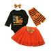 Baby Girl My 1st Halloween Pumpkin Romper + Tutu Skirt + Leg warmers Headband Newborn Outfit Set Clothes