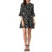 Allegra K Women's Floral Bell 3/4 Sleeves Tie Neck Ruffle Hem Dresses