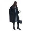 Cocloth Winter Mid-length Coat Ladies Solid Color Long-sleeved Loose Woolen Coat
