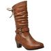 Toddler & Youth Lace Up Heeled Mid Calf Boot Brown Size 12