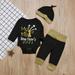 Zdmathe 0-24M Newborn Infant Clothing Baby Boys Girls Letter Printed Rompers+Pants+Hat Set Toddler Kids 3pcs Outfits