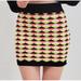 Yemak Women's Color Block Patterned High-waist Sweater Mini Skirt HB2122-ORANGE-S