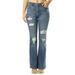 Almost Famous Juniors Denim Stretch Flare Jean - Destructed High-Waisted Jeans for Women