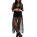 Loliuicca Women's See through Mesh Dress Sheer Maxi Dress Tulle Lace Long Skirt