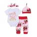 Newborn Clothing Set Baby Bodysuit Romper+Floral Pant+Hat Headband Outfits Kids Children Clothes 4PCS/Set XL NEWWAY