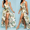 dresses summer dress for women Women Summer Off Shouder Flower Party Jumpsuit Playsuit Beach Trousers Culottes