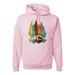 Trippy California Redwoods Forest Fox Silhouette Mens Fashion Hooded Sweatshirt Graphic Hoodie, Light Pink, 3XL