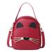 Chinatera Women PU Leather Crossbody Messenger Bag Cute Cat Shoulder Backpack (Red)