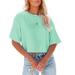 Ladies Summer New Fashion Round Neck Short-Sleeved Cute Short Waist Short T-Shirt