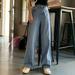 Promotion Clearance Women High Waist Drop Jeans Wide Leg Loose Straight Pants Summer Ladies Sty Blue Demin Trousers