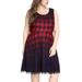 Women Plus Size Plaids Ombre Sleeveless A Line Dress 2X Red