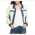 Calvin Klein Jeans Women's Sherpa Jean Jacket with Denim Trim Size XL