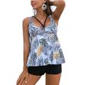 Colisha Women Floral Swimsuit Swimdress+Swim Boyshorts Bottoms Beachwear Swimwear Push Up Padded Tummy Control Swimming Costumes Adjustable Straps Bathing Suit Monokini Bikini Sets Tankini Sets