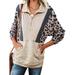 Womens Leopard Print Zip Up Color Block Sweatshirts Pocket Long Sleeve Casual Loose Pullovers Tops