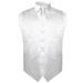 Men's Paisley Design Dress Vest & NeckTie WHITE Color Neck Tie Set