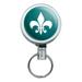 Fleur de Lis Teal Retractable Belt Clip Badge Key Holder