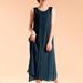 New Vintage Women Sleeveless Dress Round Neck Lined Side Split Casual Summer Loose Maxi Dress