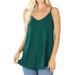 Women & Plus Front and Back Reversible Spaghetti Strap Flowy Cami Tank Tops (Deep Green, 2X)