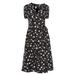 UKAP Women Short Sleeve beach Maxi Dress Lace Up Ladies Floral Pritned Beach Casual Boho Dress Black M(US 8-10)