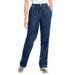 Woman Within Women's Plus Size Elastic-Waist Cotton Straight Leg Pant